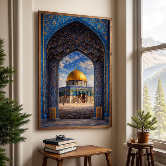 تصميم القبة الصخرة مع بوابة