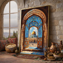 تصميم القبة الصخرة مع بوابة