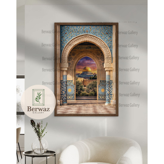 تصميم القبة الصخرة مع بوابة