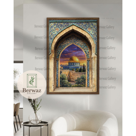 تصميم القبة الصخرة مع بوابة