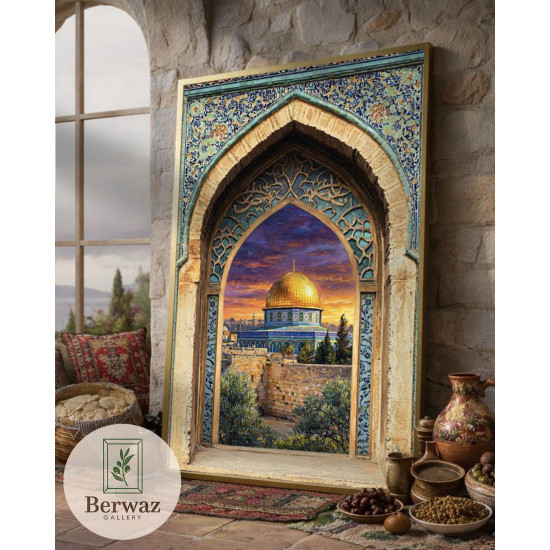 تصميم القبة الصخرة مع بوابة