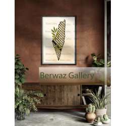 تصميم خريطة فلسطين مع كوفية و زيتون